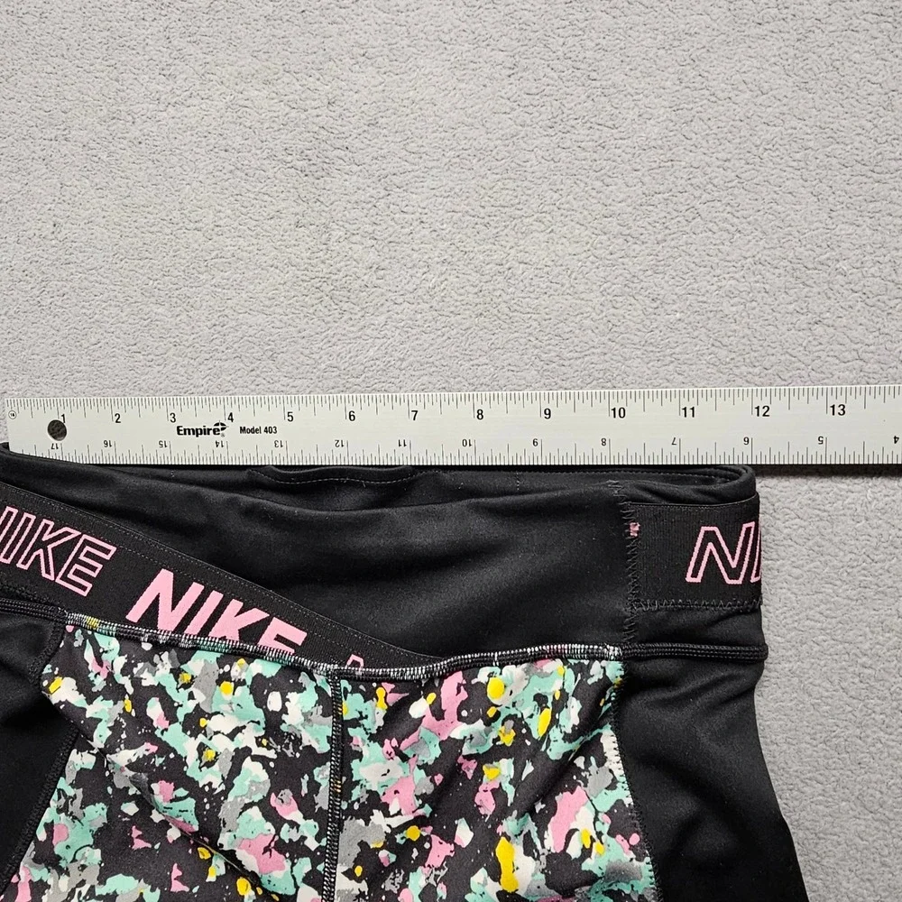 Nike Pro Girls Dri-FIT Splatter Print Leggings Black Multi Color Size L Gymwear